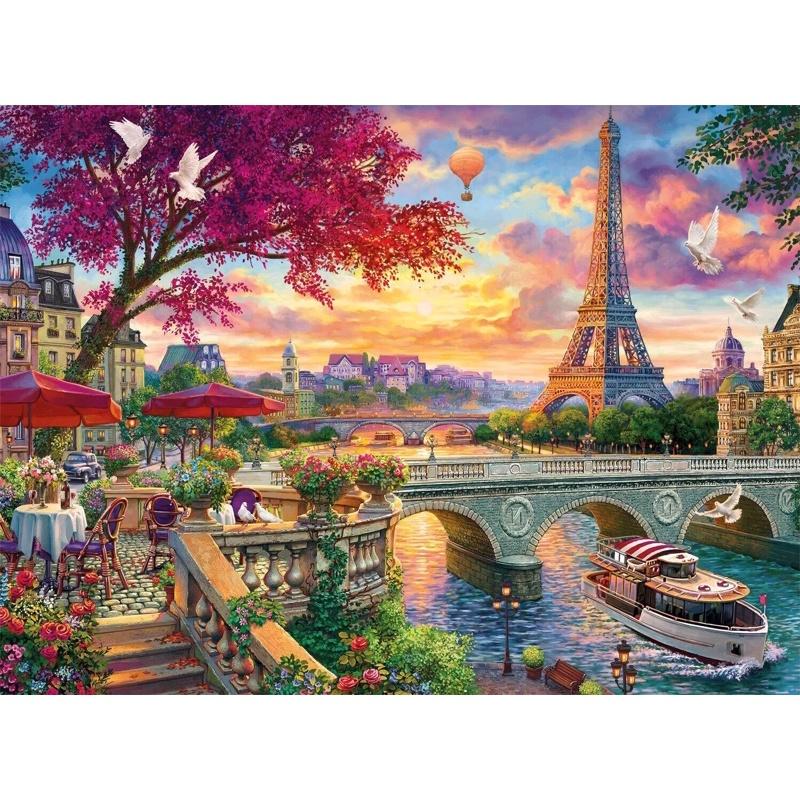 Bộ tranh đính đá 5D tự làm họa tiết hình tháp eiffel 40*30cm