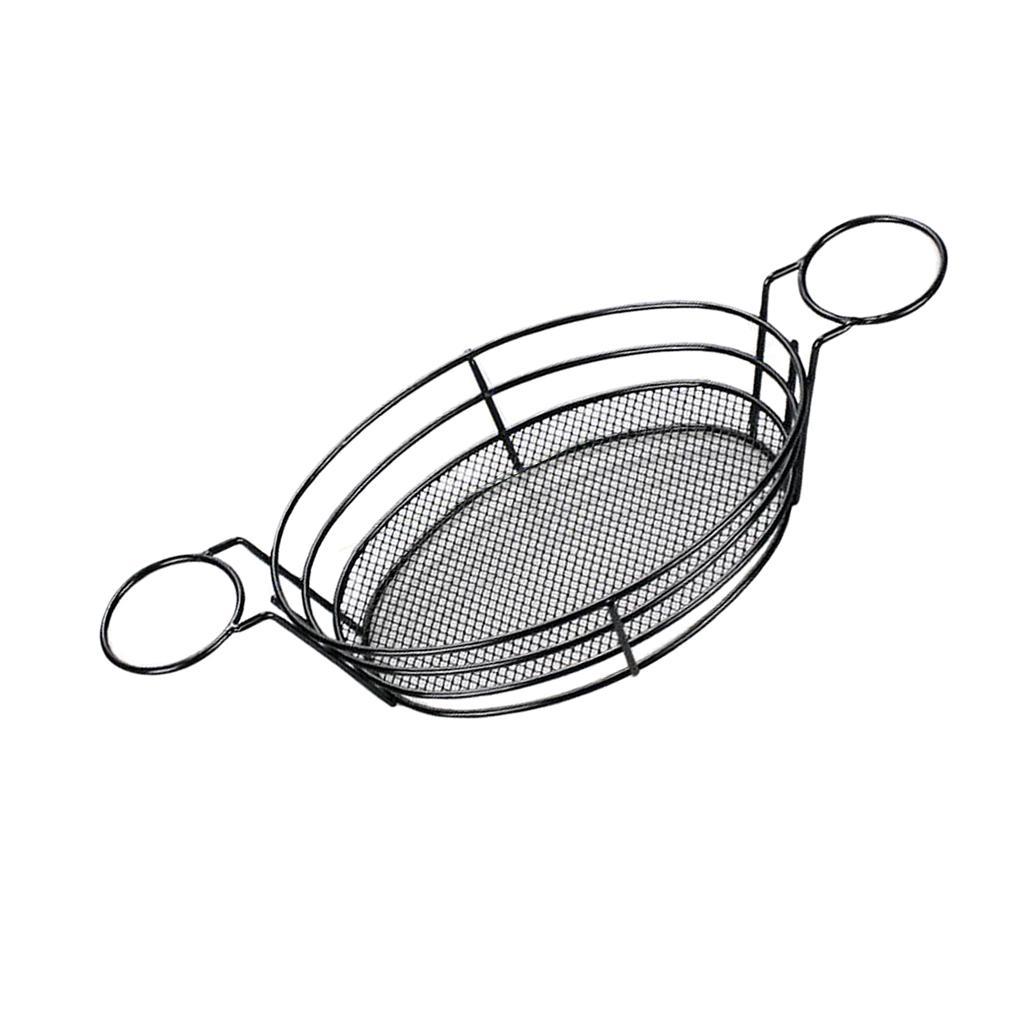 2x Stainless Steel French Fries Chips Appetizer Serving Basket Sauce Holder