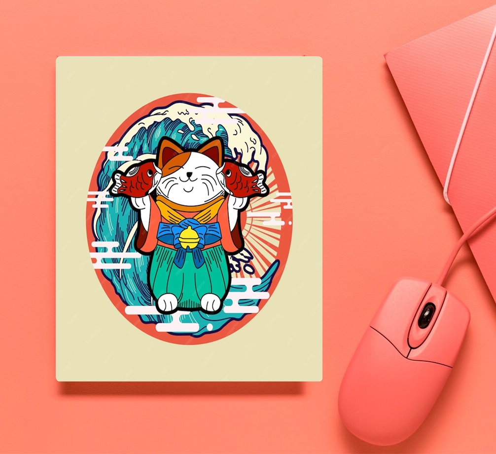 Miếng Lót Chuột Mouse Pad Cữu Vĩ Mèo Lucky Totoro Vô Diện Hoạt hình 21x26 Cm KAI Mẫu mới Nhất_ Hàng Chính Hãng