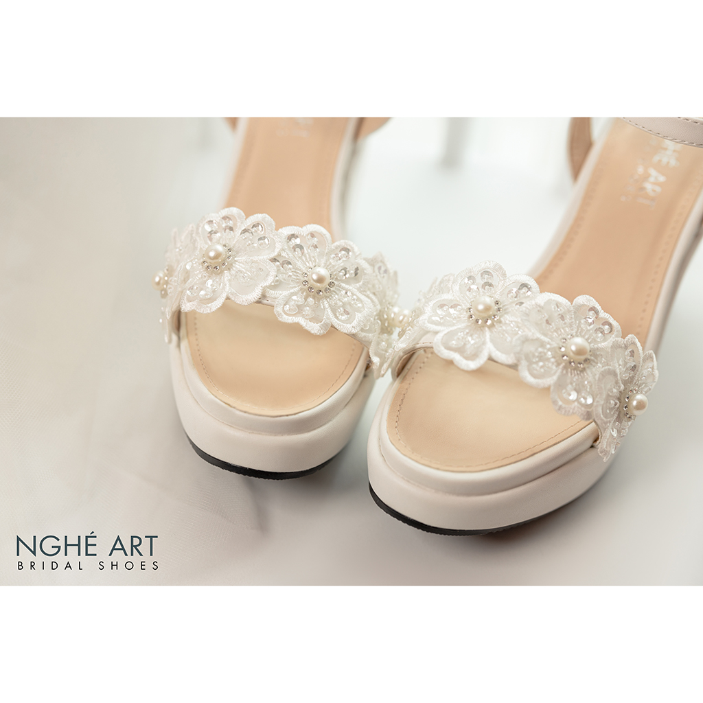 Giày cưới Nghé Art xuồng kết hoa kim sa 417-xuong