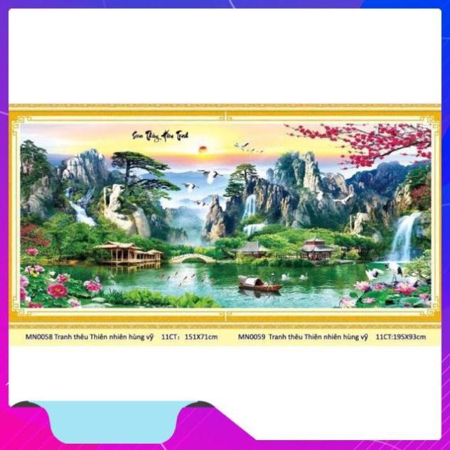 Tranh thêu sơn thuỷ hữu tình 1m95