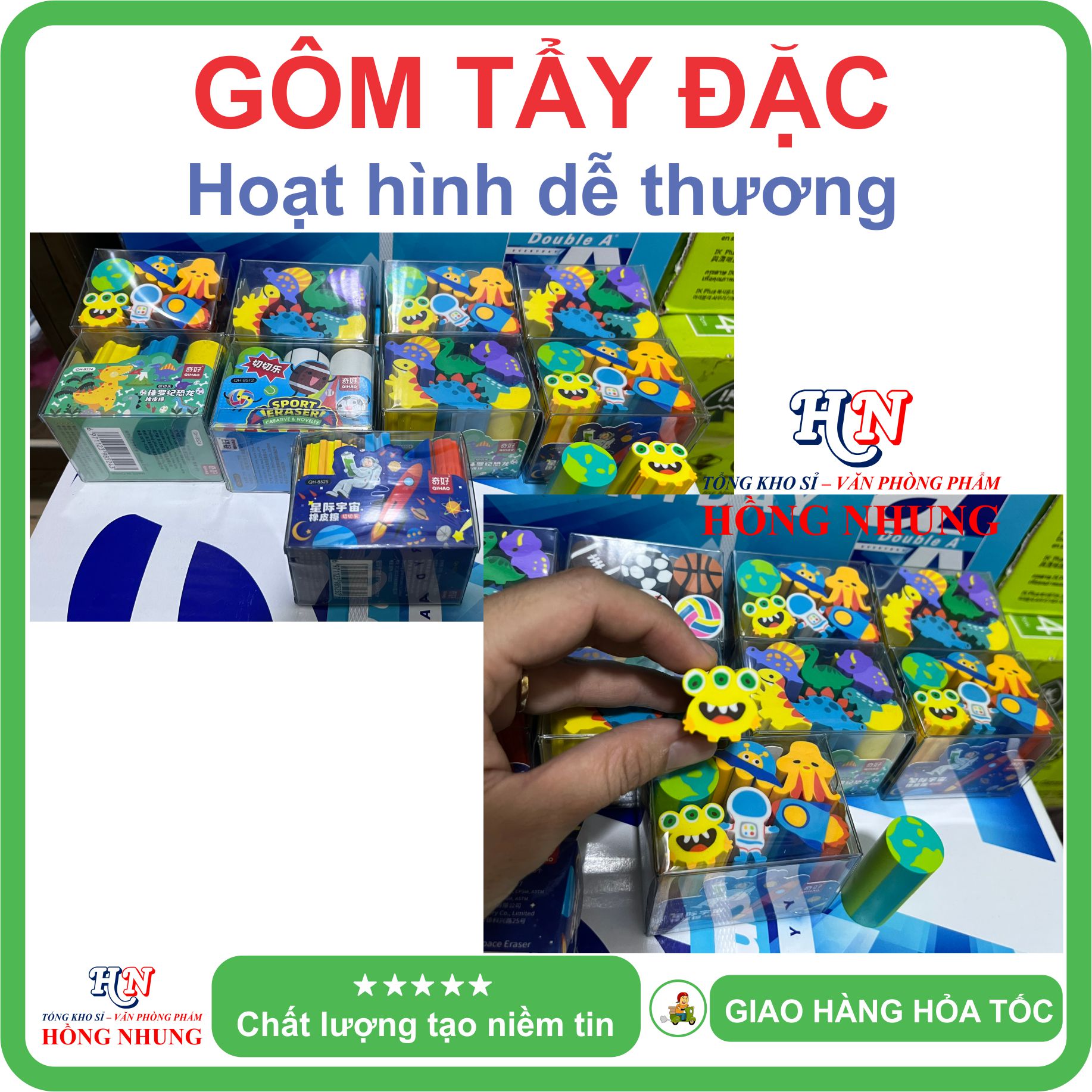 Gôm Tẩy trẻ em - Nhiều Hình dáng Dễ Thương, An toàn cho bé, Giúp các bé ham học