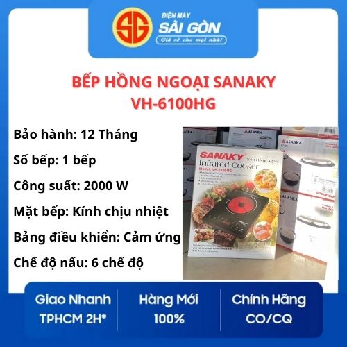 Bếp hồng ngoại đơn Sananky VH-6100HG 2000W tiện lợi [Hàng chính hãng ] - bảo hành 12 tháng