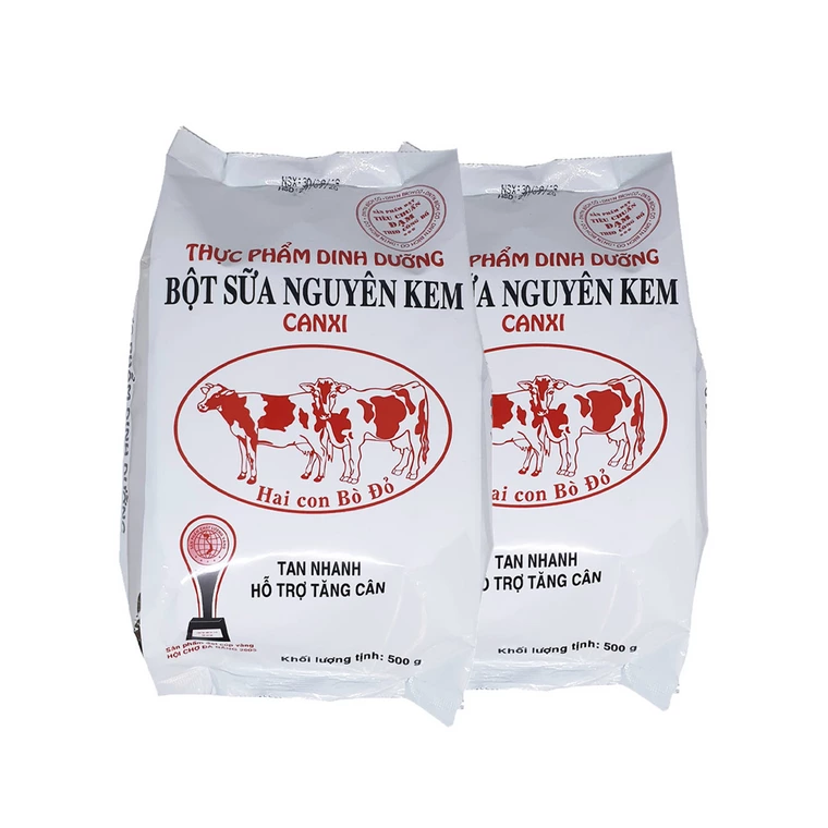 Combo 2 Túi Sữa Bột Nguyên Kem Hai Con Bò Đỏ (500g/túi)