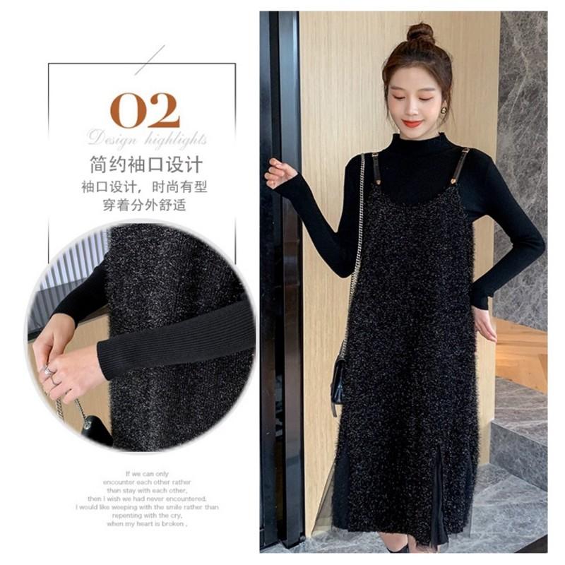 Set váy bầu áo len + váy yếm siêu đẹp quảng châu ko