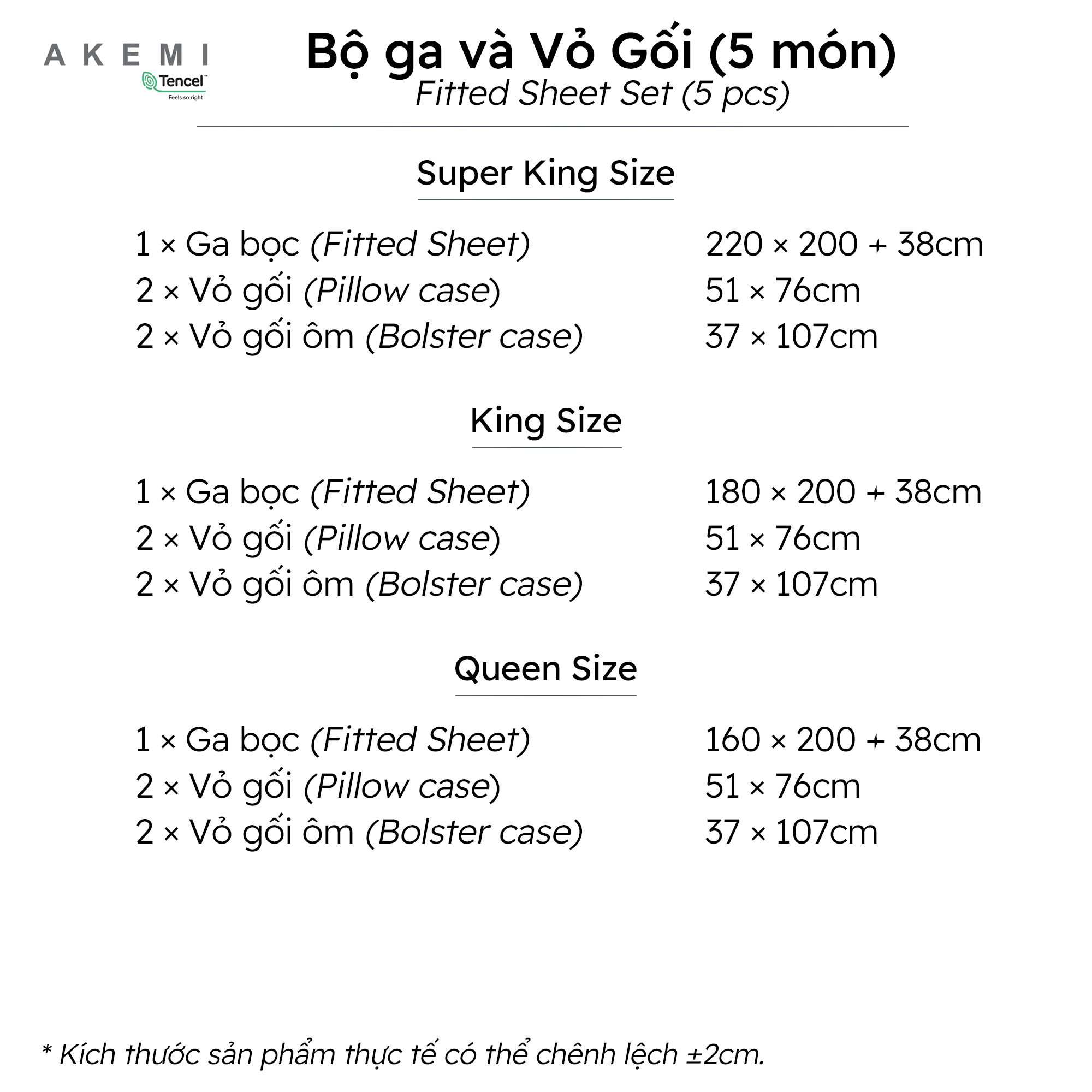 Bộ ga và Vỏ gối Akemi Tencel Touch Serenity, gồm 5 món