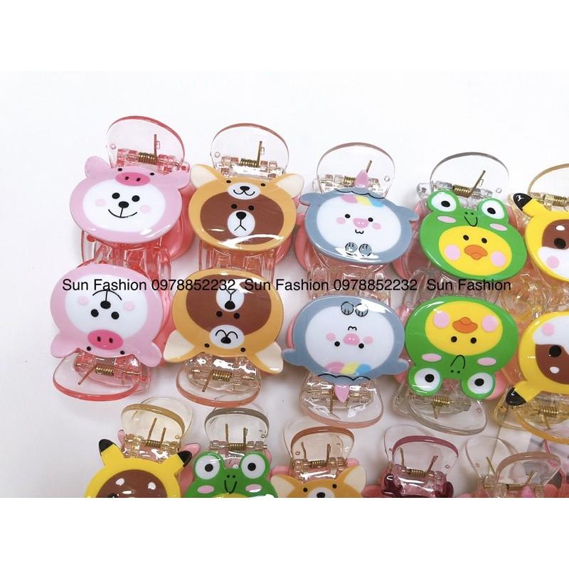 Kẹp tóc càng cua trong suốt 3 răng, 5 răng hình thú, con vật, hoạt hình, trái cây, 12 con giáp màu sắc đáng yêu