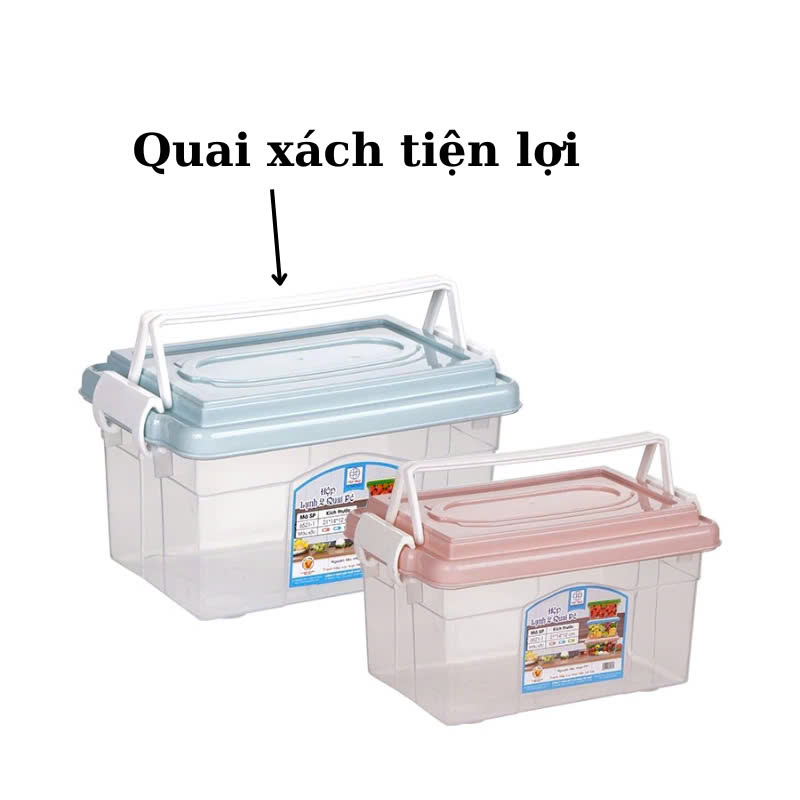 Hộp lạnh 2 quai Việt Nhật 3 size, Hộp đựng thực phẩm, bảo quản thức ăn , Hộp đựng đồ đa năng có quai xách tiện lợi - Hàng Việt Nam
