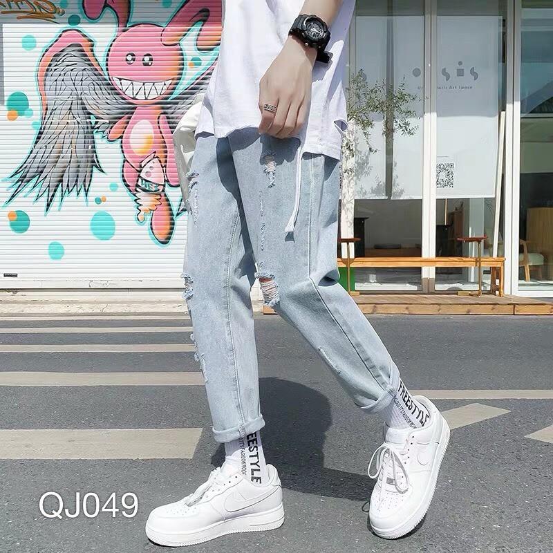 QJ049 - QUẦN JEAN BAGGY NAM WASH RÁCH BẠC