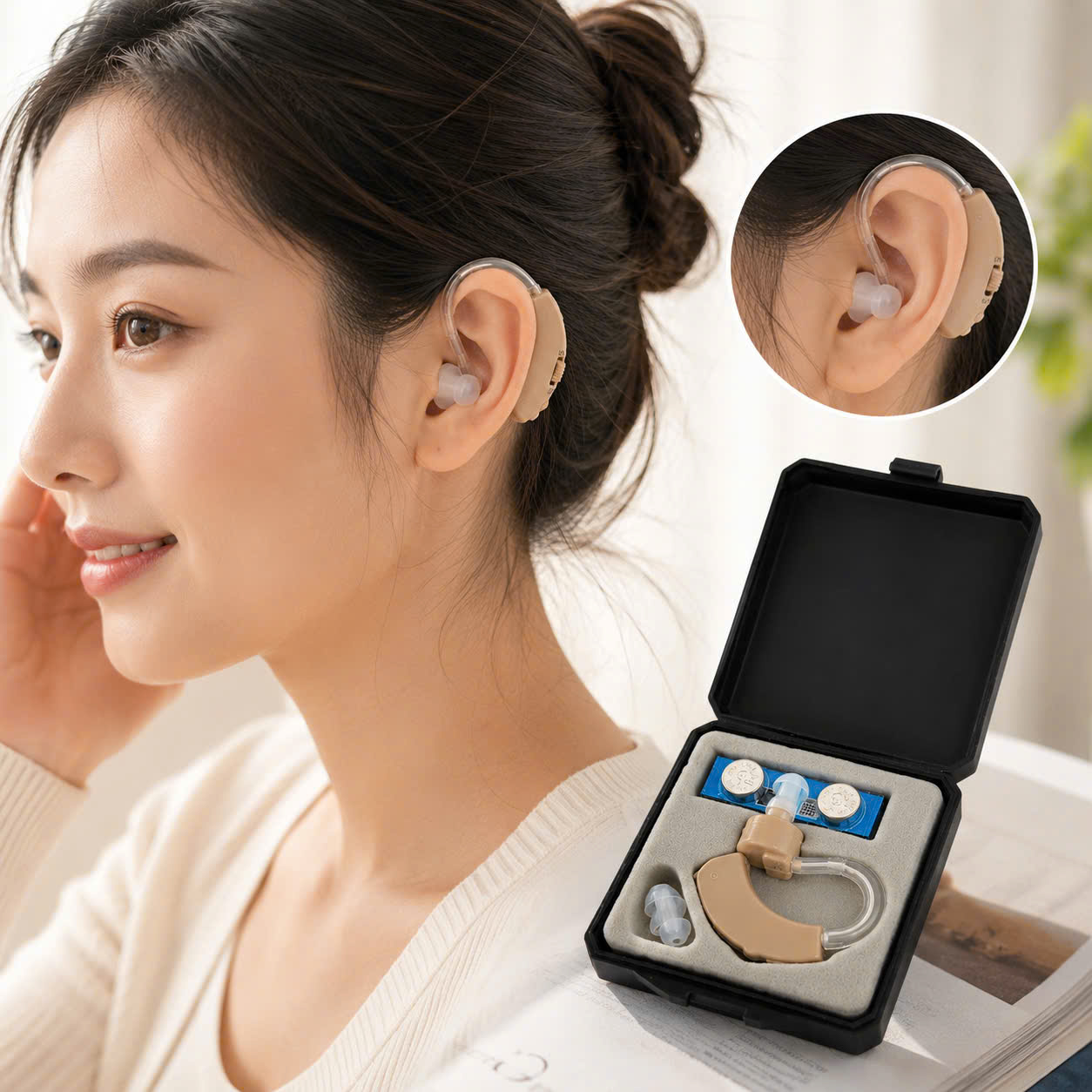 Máy Trợ Thính 6 Cấp Chỉnh Âm Thanh Kèm Pin