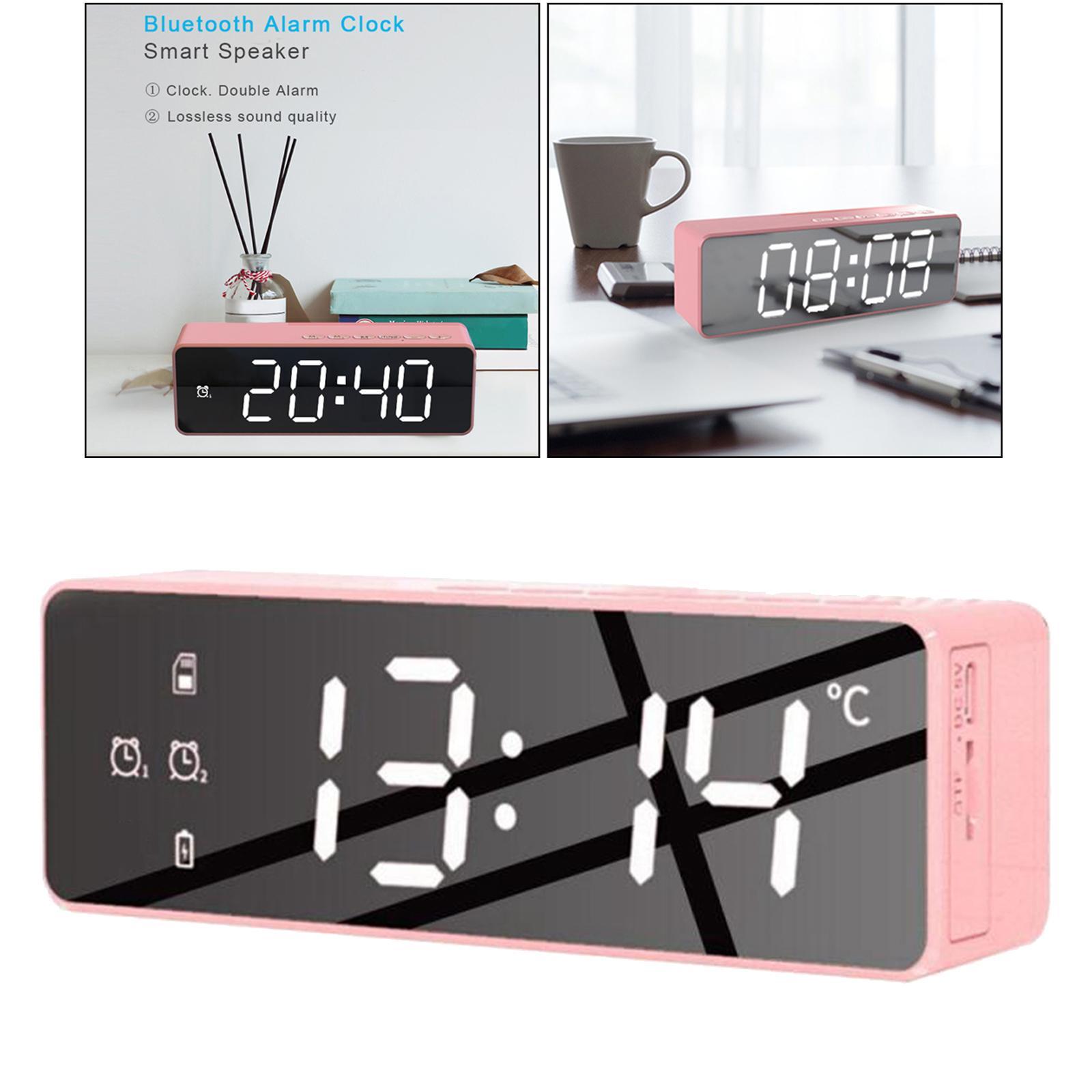 Bluetooth Speaker Large Display with Timer USB TF Card Desktop Bedside - Black,