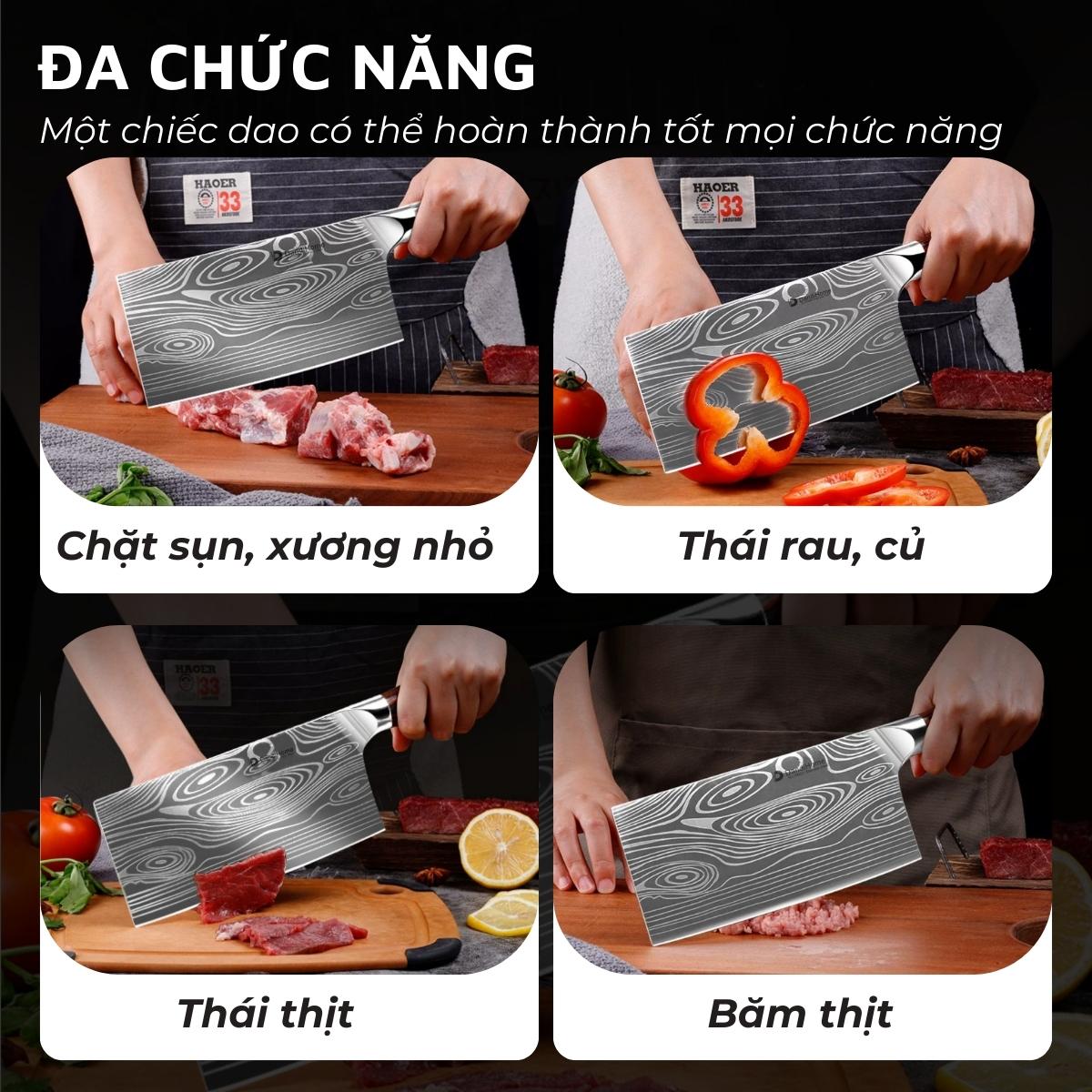 Dao bếp bản lớn đa năng DandiHome chặt xương nhỏ, rau củ, thái thịt thép 5Cr15MOV cao cấp