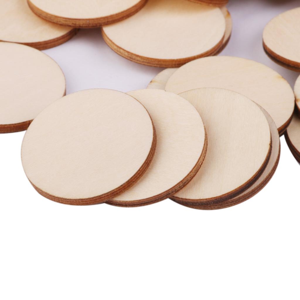 100 Natural Wooden Circle Round Embellishments DIY Crafts Scrapbooking 30mm