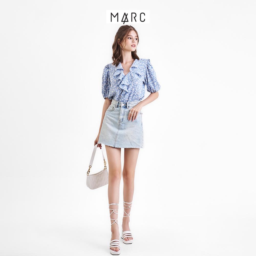 Áo kiểu form suông nữ MARC FASHION hoạ tiết cổ tim phối bèo FALH093422