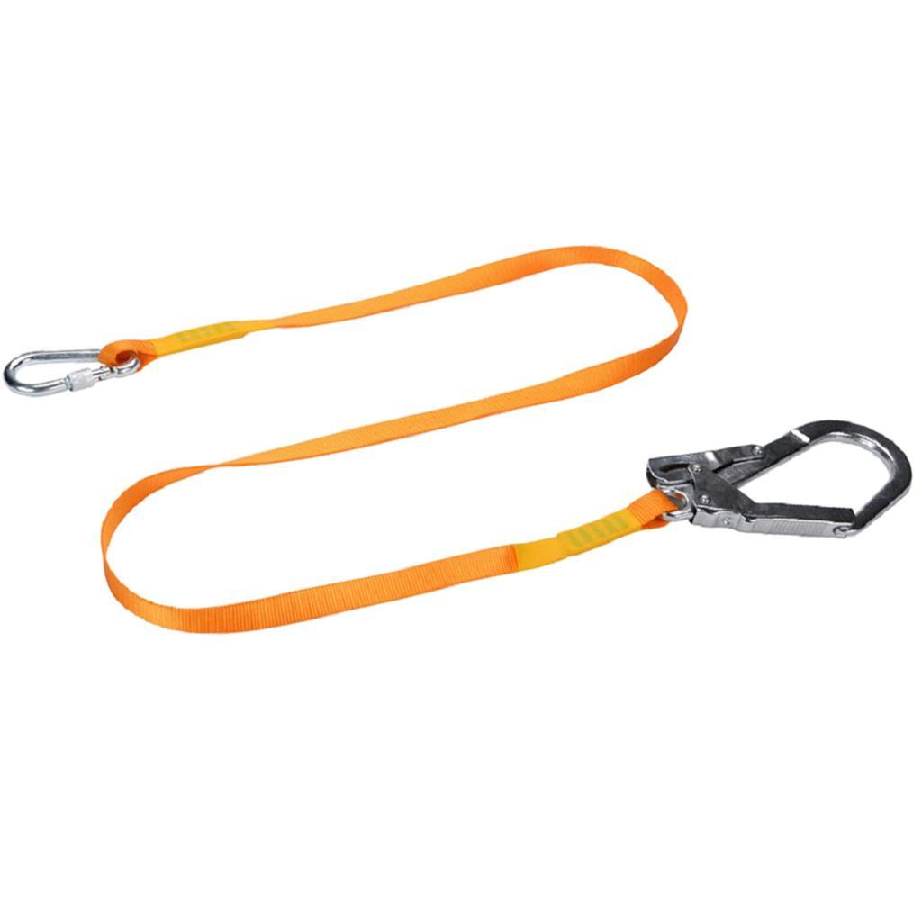 Safety Lanyard,Outdoor Climbing Harness Belt Lanyard Fall Protection Rope Large Snap Hooks, Carabineer