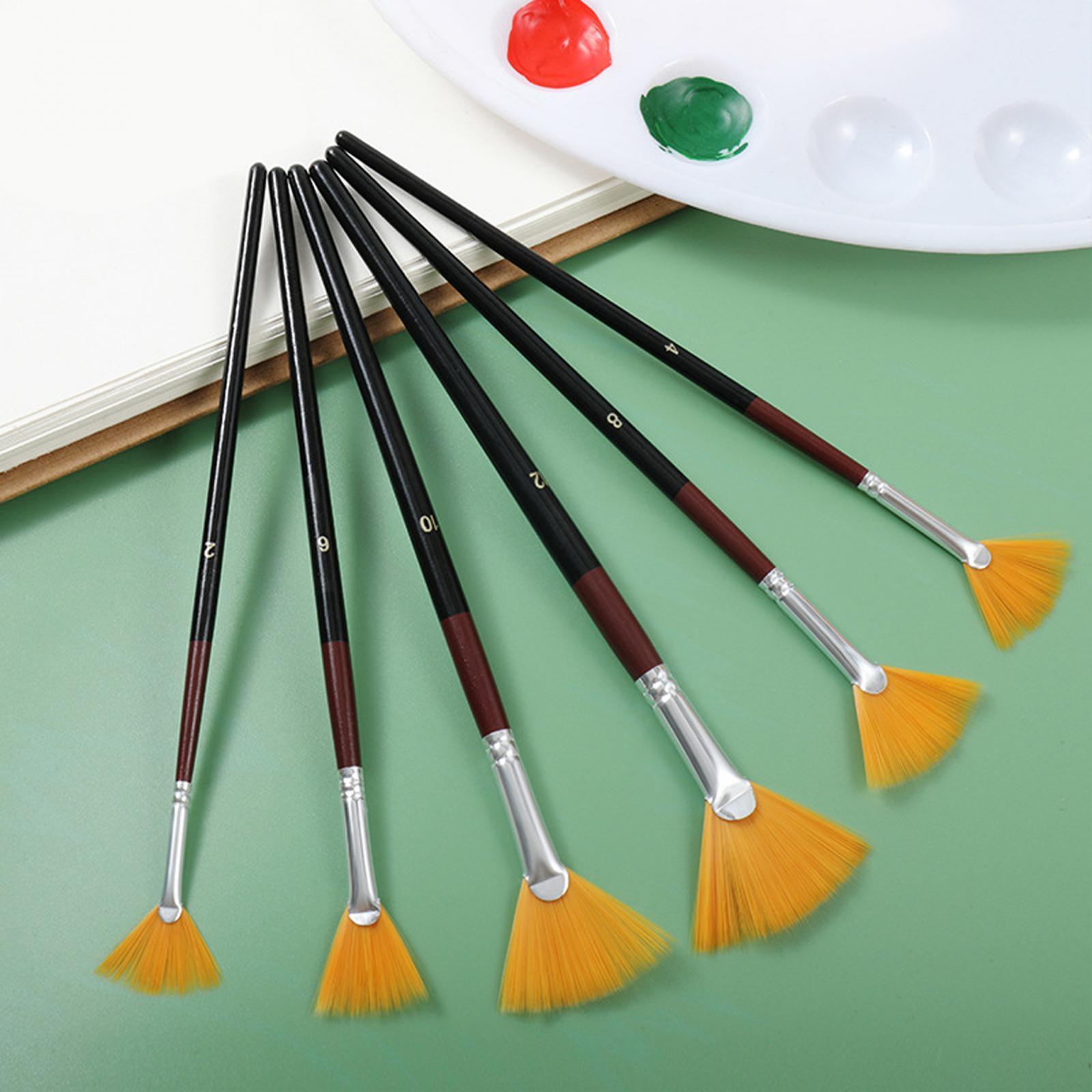 6Pcs Watercolor Paint Brush Pen Set Artists Paint Brush Set for Oil Water