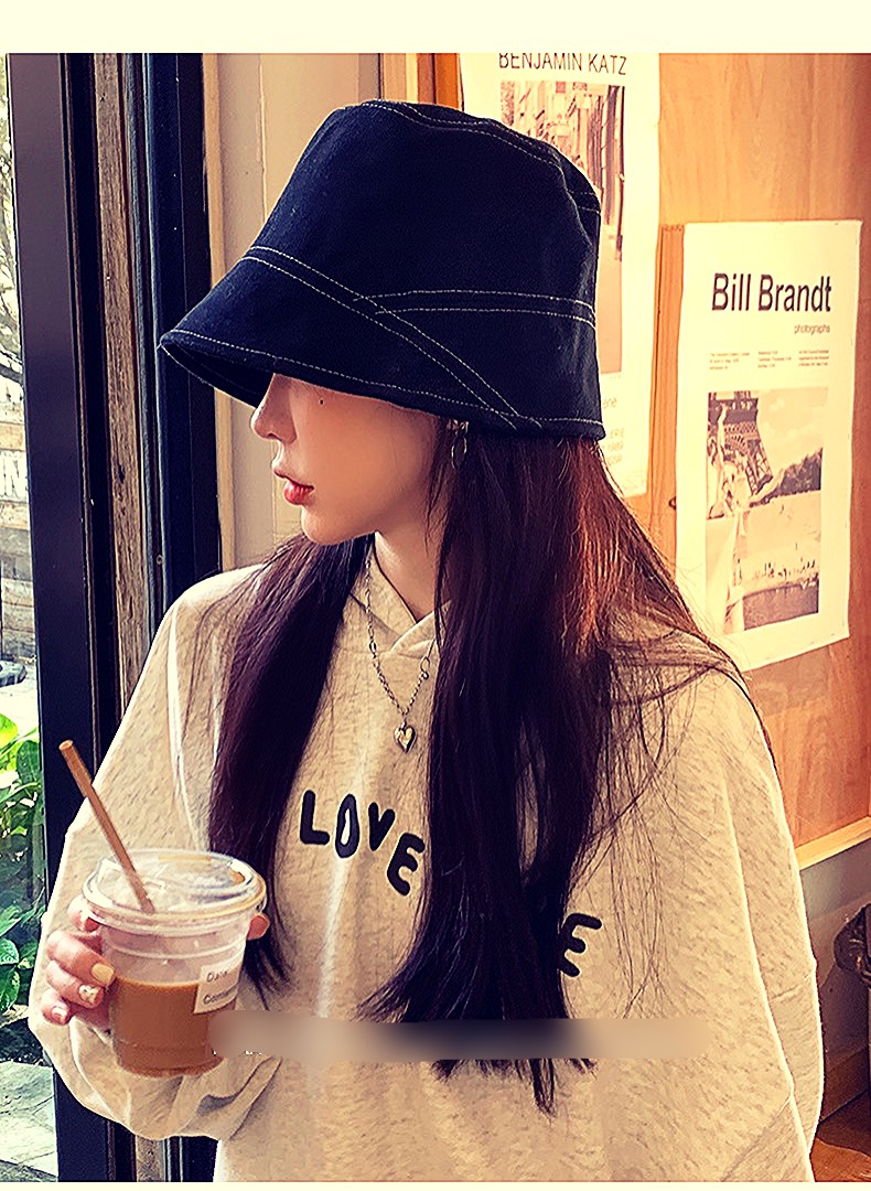 Mũ nón bucket ulzzang Hàn Quốc màu đen gắn logo chuẩn đẹp