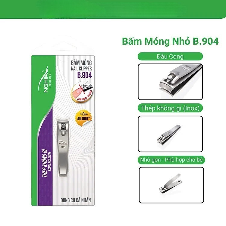 Bấm Móng Tay Chân Thép Không Gỉ KỀM B.904 - Lưỡi Cong (Loại Nhỏ)