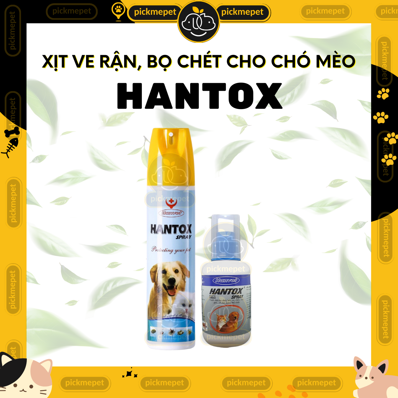 Hantox Spray - Xịt Ve Rận, Bò Chét, Ghẻ Cho CHÓ MÈO 100ml 300ml