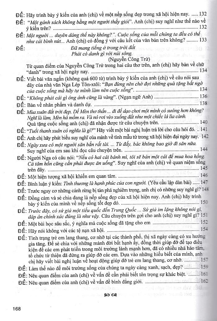 Những đề và bài văn Nghị Luận Xã Hội theo hướng mở (Dùng chung cho mọi bộ SGK)