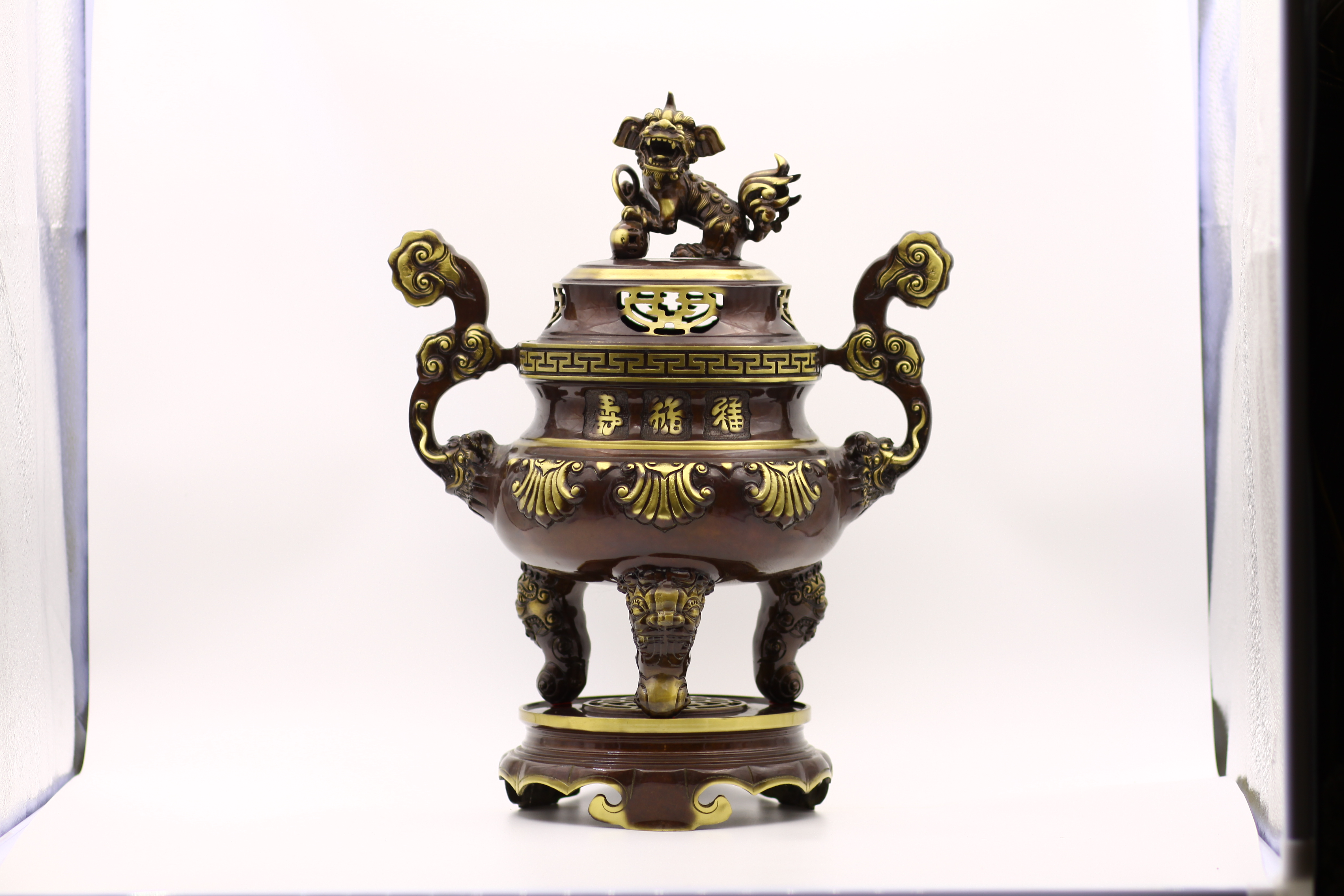 Đỉnh đồng mẫu Hoa Sòi Bằng Đồng Thau Đúc Công Nghệ 2 Màu 50cm