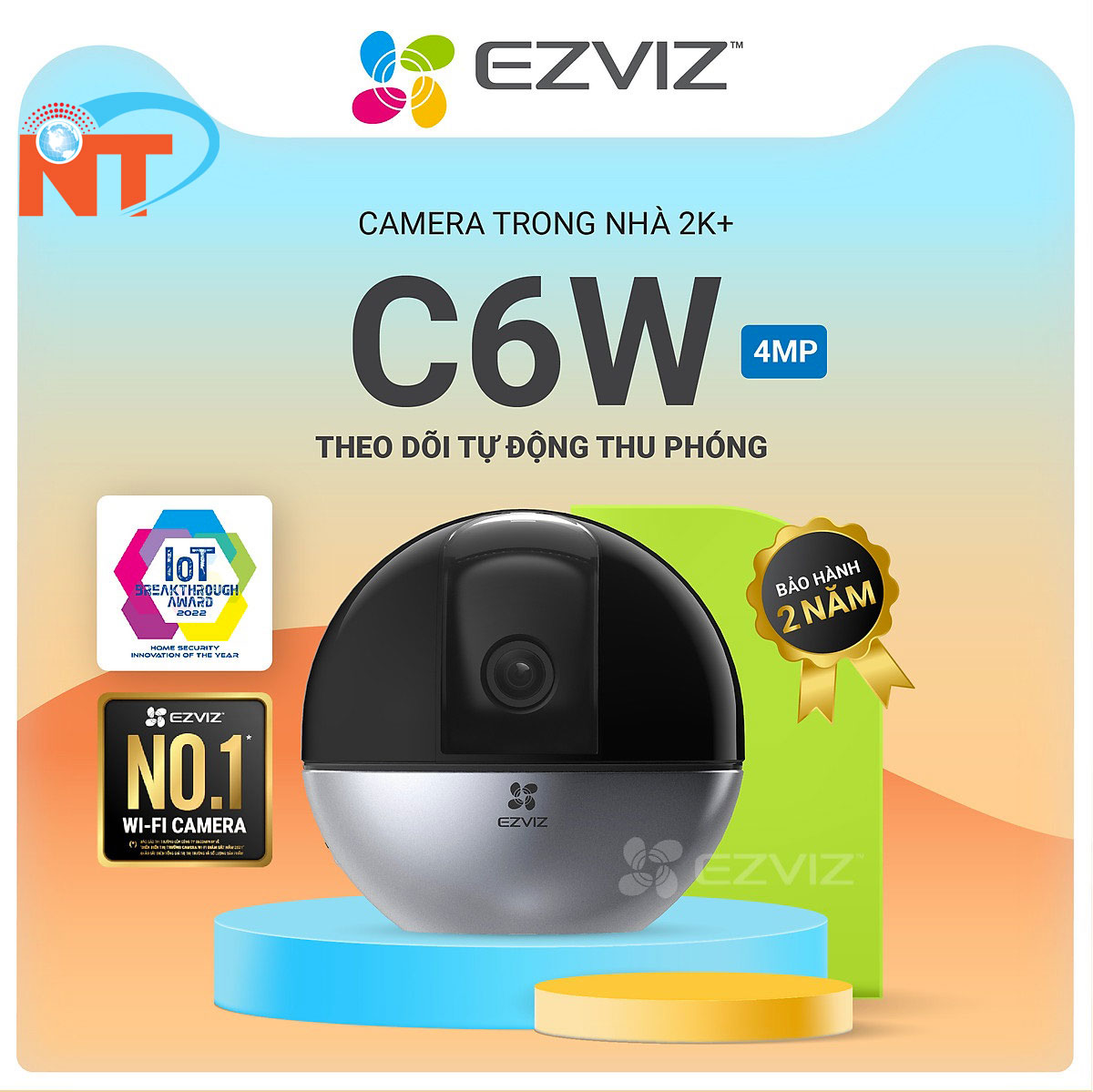Combo Camera Wi-fi Trong Nhà EZVIZ C6W 4MP Kèm Thẻ Nhớ 32GB/64GB - Hàng Chính Hãng