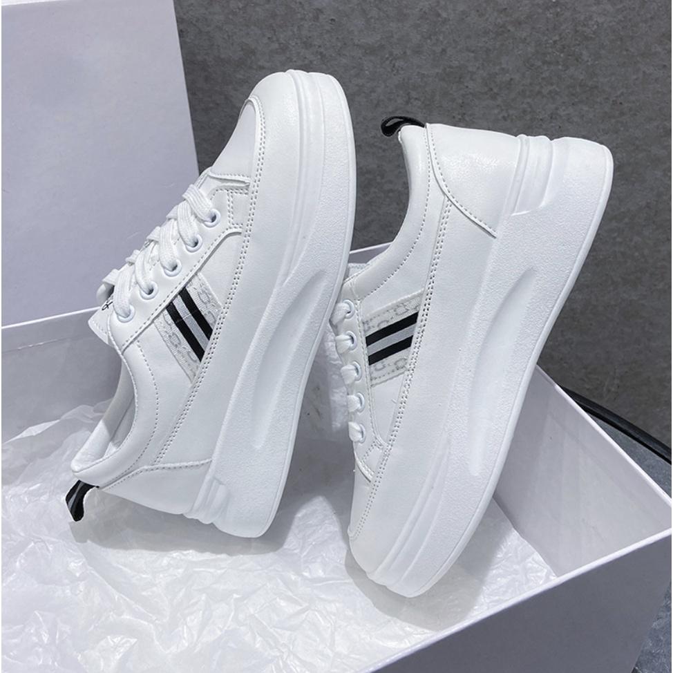 Giày nữ thể thao sneaker đi học đi làm đẹp đế cao big size trắng đen giá rẻ đế độn MS 103