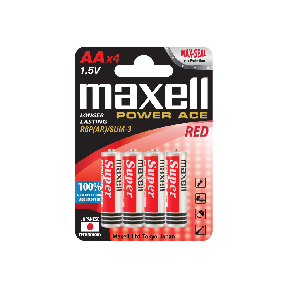 Pin tiểu AA/ 2A Maxell hàng siêu thị - Vỉ 4 viên, hộp 96 viên - Hàng chính hãng