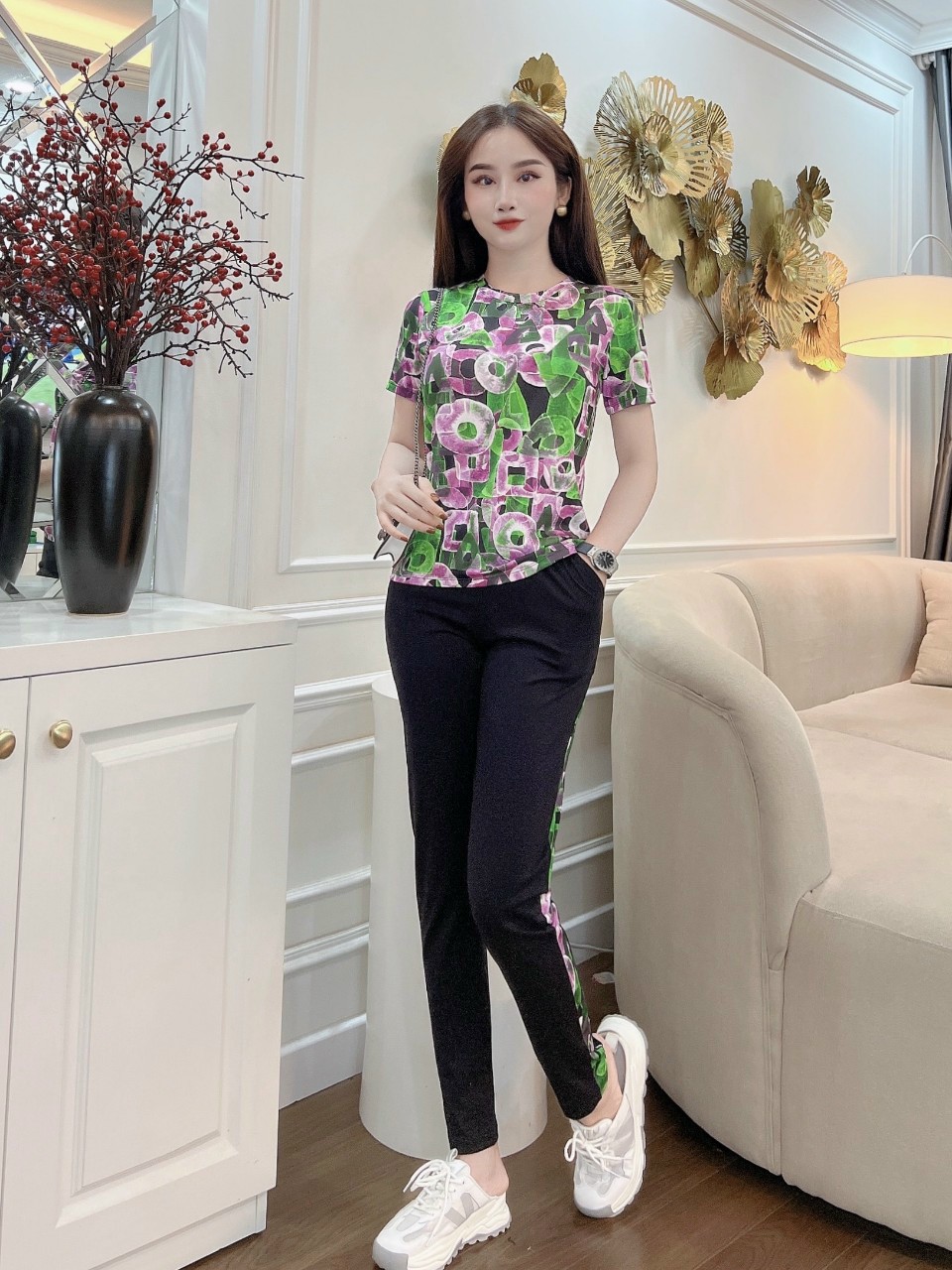 Set Bộ Thời Trang Form Thường Phối Họa Tiết Cực Chất Của Shop ZOZO Đủ Size 40kg Đến 70kg