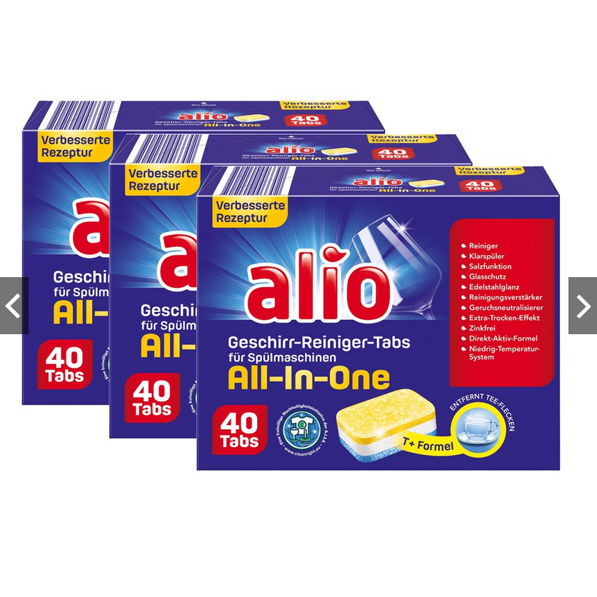 Combo 3 gói Viên rửa bát tổng hợp Alio All in one 40v (120v)