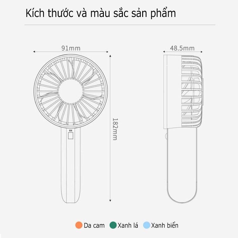 Quạt cầm tay Pin sạc 2.000mAh, chân sạc Micro USB , motor thế hệ mới không ồn, có dock để bàn