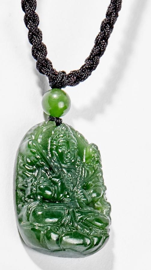 Mặt Dây Chuyền Phong Thủy Đá Ngọc Bích Phật Bản Mệnh Hư Không Tạng Bồ Tát Tuổi Sửu, Dần (3x2cm) Ngọc Quý Gemstones
