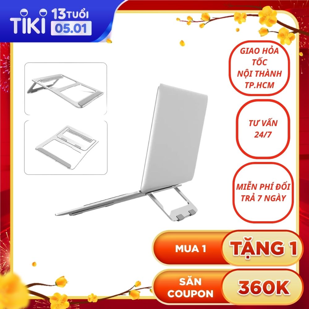 Giá đỡ / Đế đỡ tản nhiệt để bàn dành cho Laptop, Macbook, Máy Tính Xách Tay Chất Liệu Hợp Kim Nhôm gấp gọn tiện dụng - Giao màu ngẫu nhiên - Hàng chính hãng