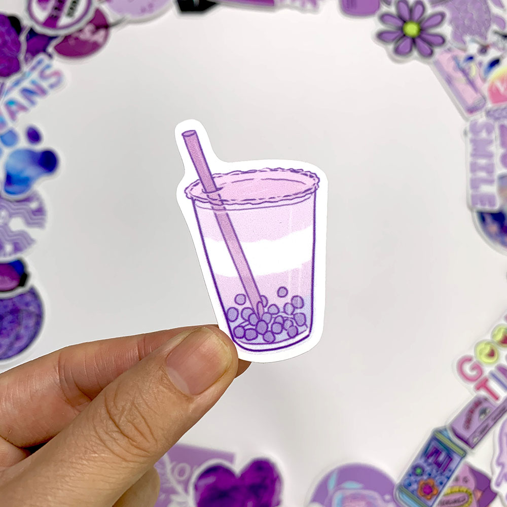 Sticker Tím Pastel Hình Dán Màu Purple Nhạt Decal Trang Trí Chống Nước Chất Lượng Cao