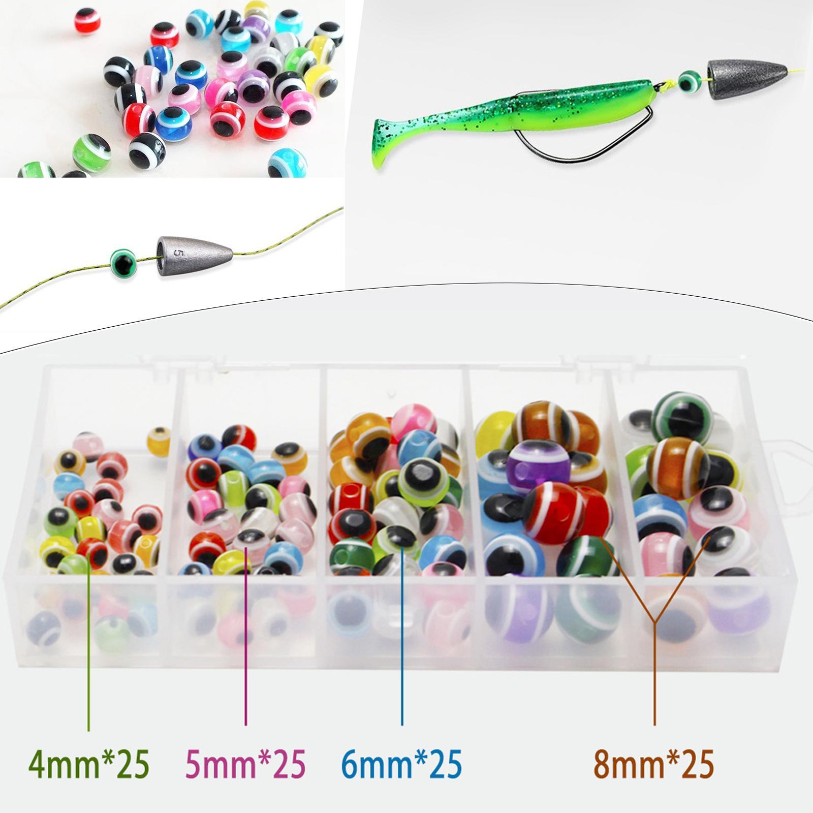 100x 4/5/6/8mm Fish Eye Fishing Beads Mixed Color DIY Kit Fishing Line Beads