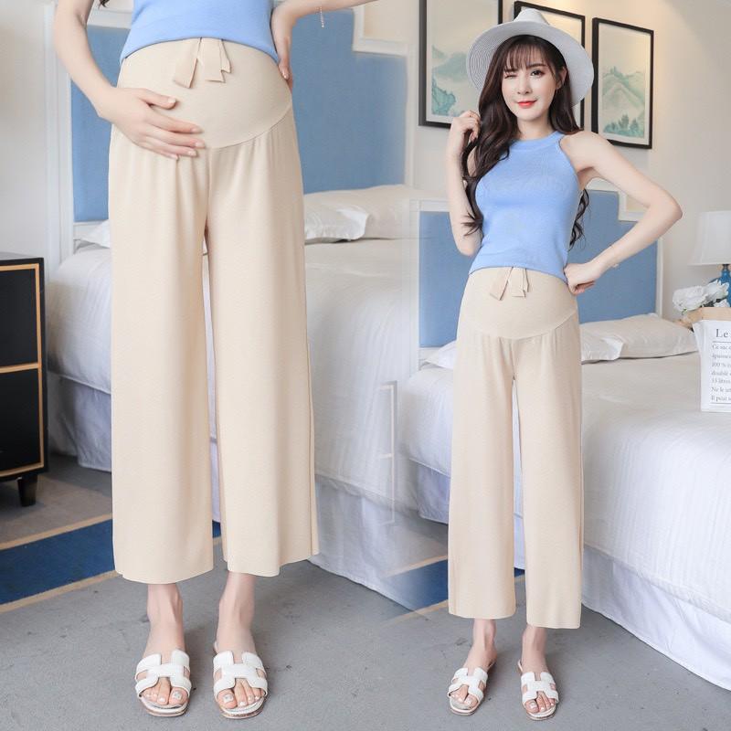 Quần bầu ống rộng dáng suông,- quần bầu VẢI COTTON TĂM mềm mát, có đáp bụng và chun chỉnh size cho b
