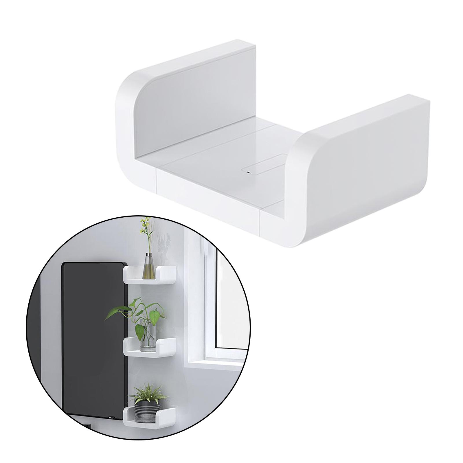 2xFloating Wall Shelves White U Shaped for Bathroom Display Organizer 17cm