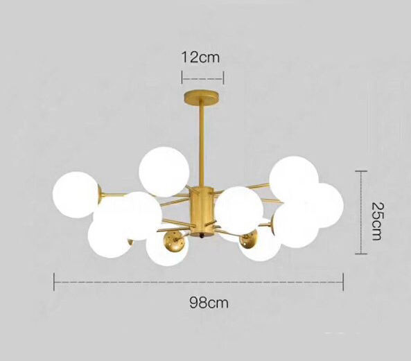 Đèn chùm ATLAS cao cấp 12 bóng hiện đại trang trí nội thất sang trọng - Kèm bóng LED chuyên dụng.