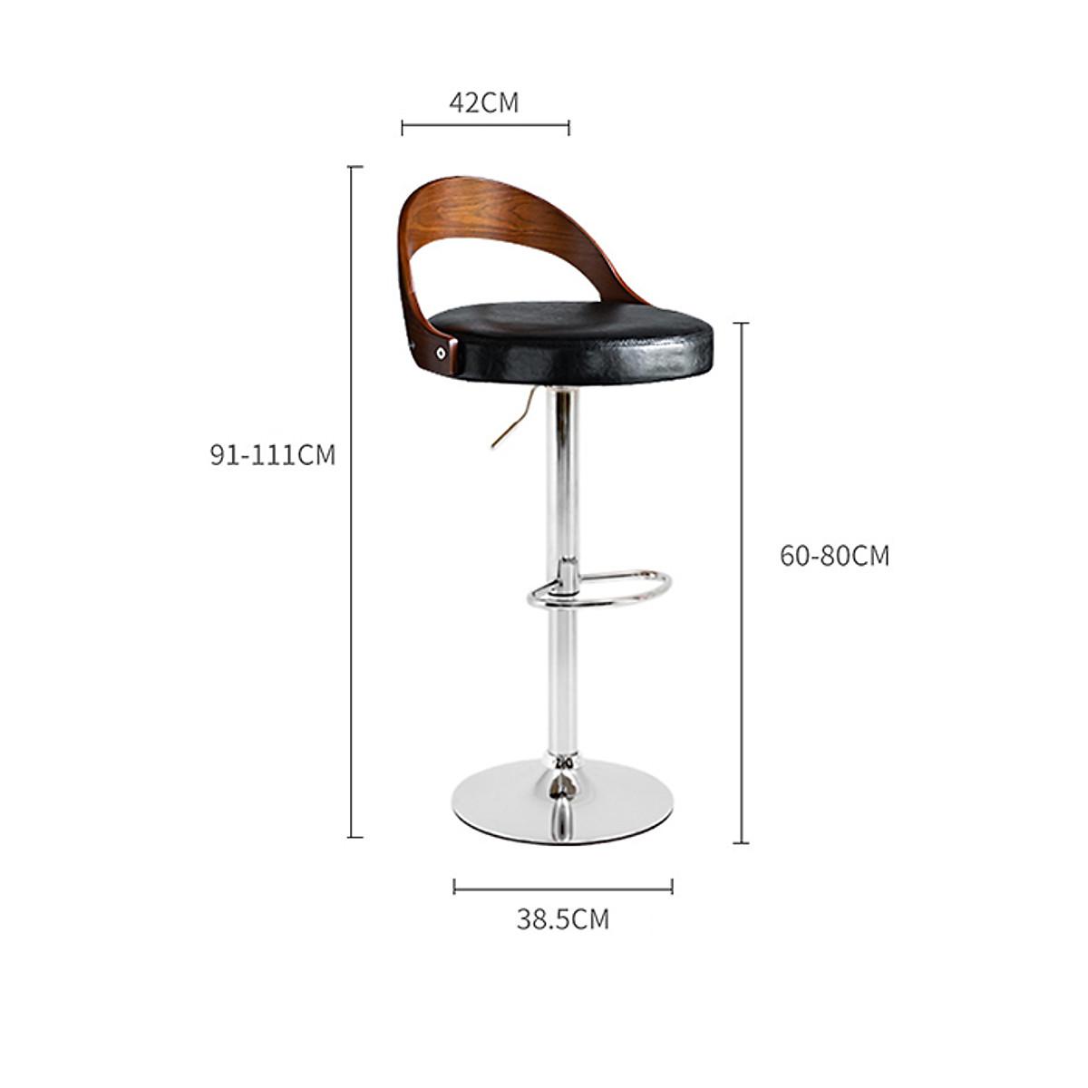 Ghế Quầy Bar Điều Chỉnh Độ Cao, Ghế Phòng Trà, Ban Công Bọc Da Đệm Cao Su Chân Inox Hiện Đại Chân Đen Trắng