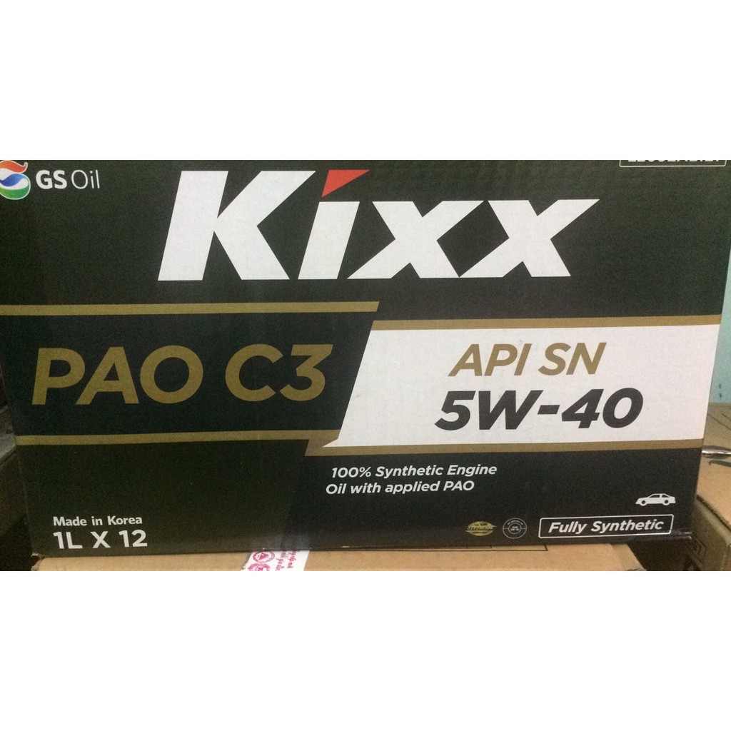 Dầu động cơ tổng hợp 100% từ gốc PAO và VHVI Kixx PAO C3 5W-40 API SN 1 lít