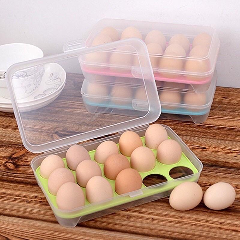 Hộp Nhựa Trong Suốt Đựng Trứng 15 Ô Chống Bể Thông Minh Có Nắp Đậy Tiện Lợi