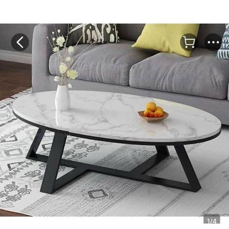 Bàn trà , bàn sofa mặt đá ceramic chống thấm ố, chân bàn sắt sơn tĩnh điện ms02