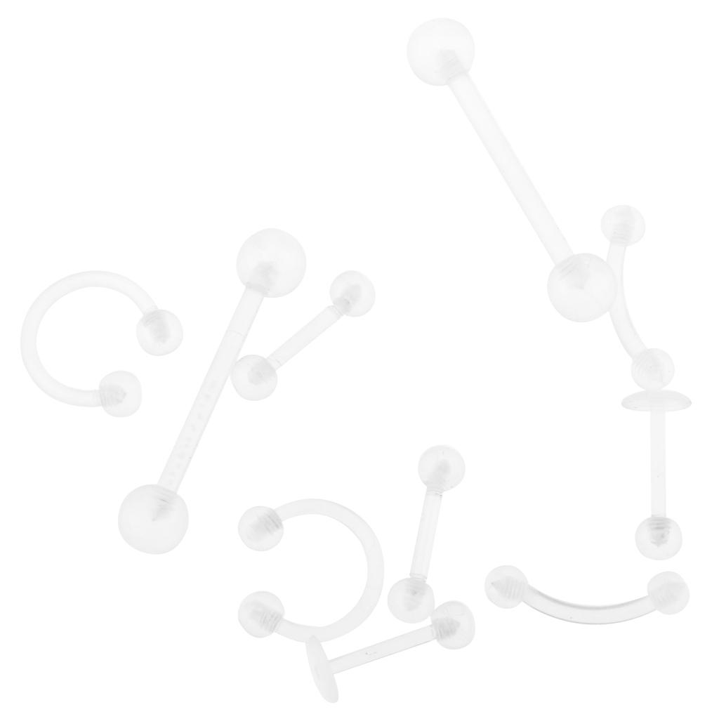 10Pcs Acrylic Body Piercing Jewelry Eyebrow Tongue Bar Lip Nose Rings Studs