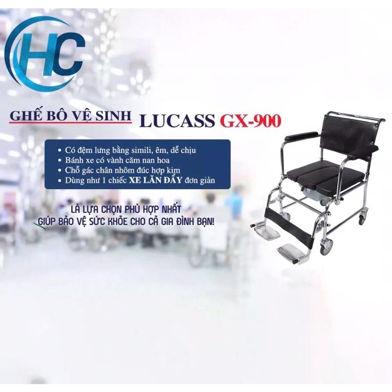 Ghế Bô Vệ Sinh Có Bánh Xe, Đệm Simili, Có Gác Chân, Bô Vuông Lucass GX-900 ( GX900 ) (Tiêu Chuẩn Mỹ)