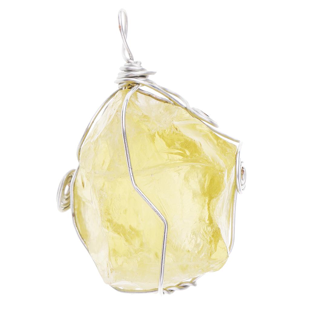 Dây Wraped Trang Sức Đính Đá Citrine Tự Nhiên Đá Pha Lê Mặt Dây Chuyền Vòng Tay Charm