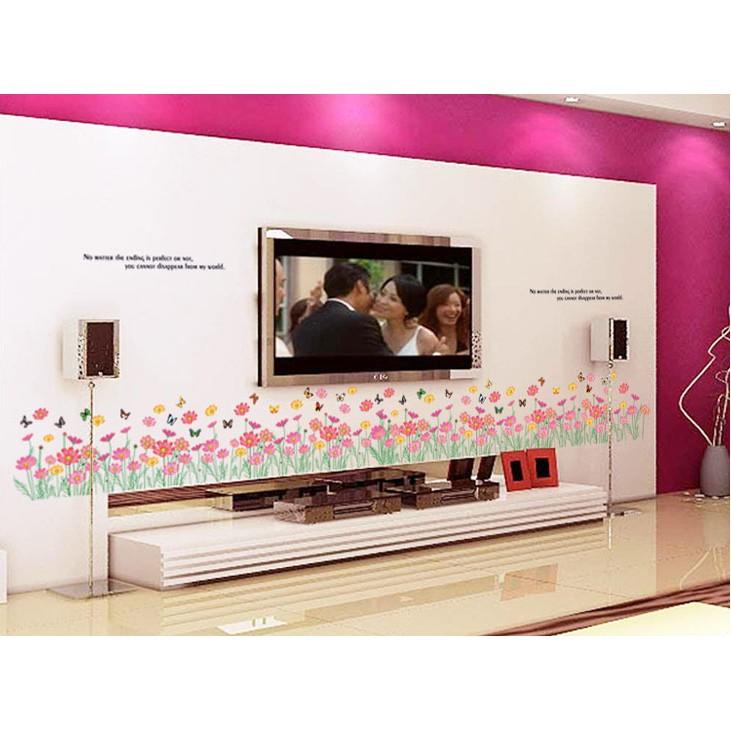 Decal trang trí chân tường Hoa Cúc Hồng To
