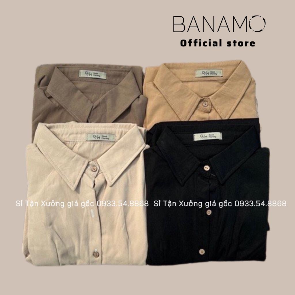 Váy sơ mi bigsize thô mềm chiết eo lưng chun phong cách Ulzzang Thời Trang Banamo Fashion sơ mi thô mềm 5915