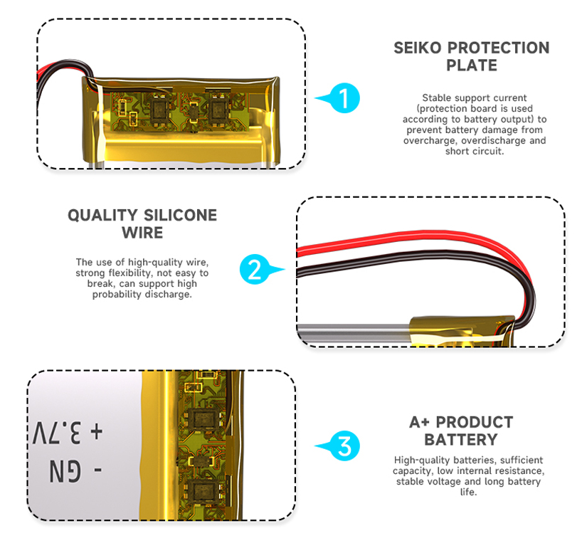 Pin Sạc Lithium Polymer 3.7V 200mah 402030 Cho tai nghe,loa Mp3 MP4 MP5 GPS PSP Bluetooth