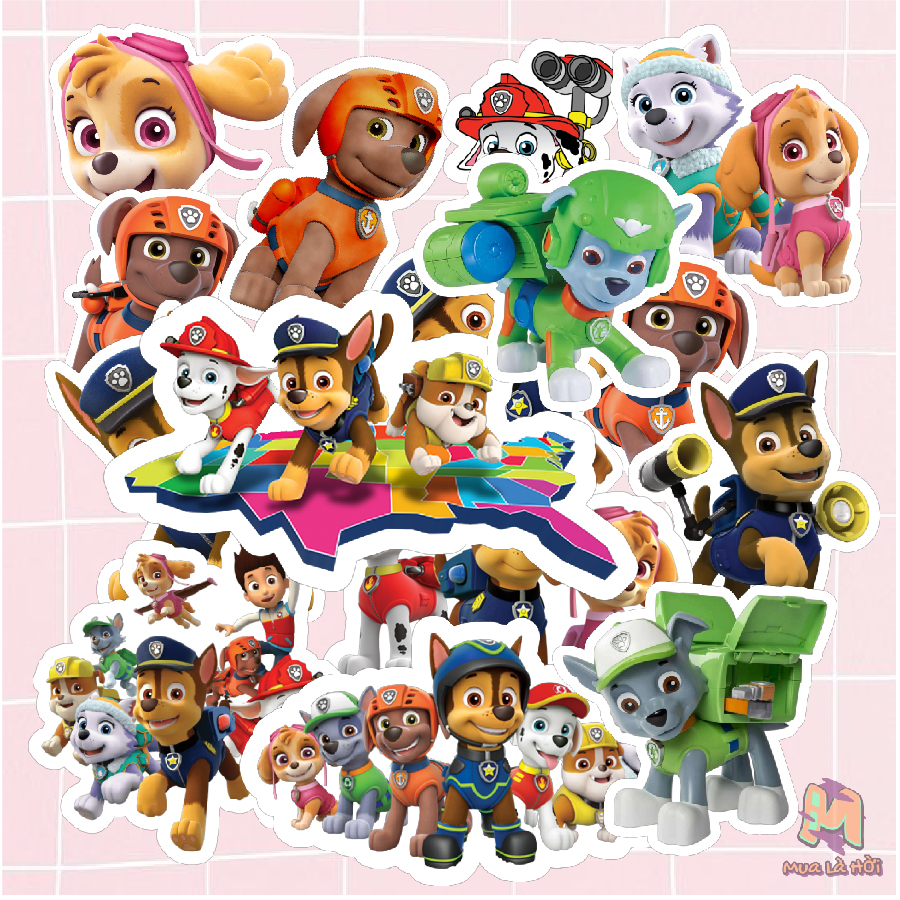 Miếng dán Stickers chủ đề Những chú chó cứu hộ (PAW Patrol)