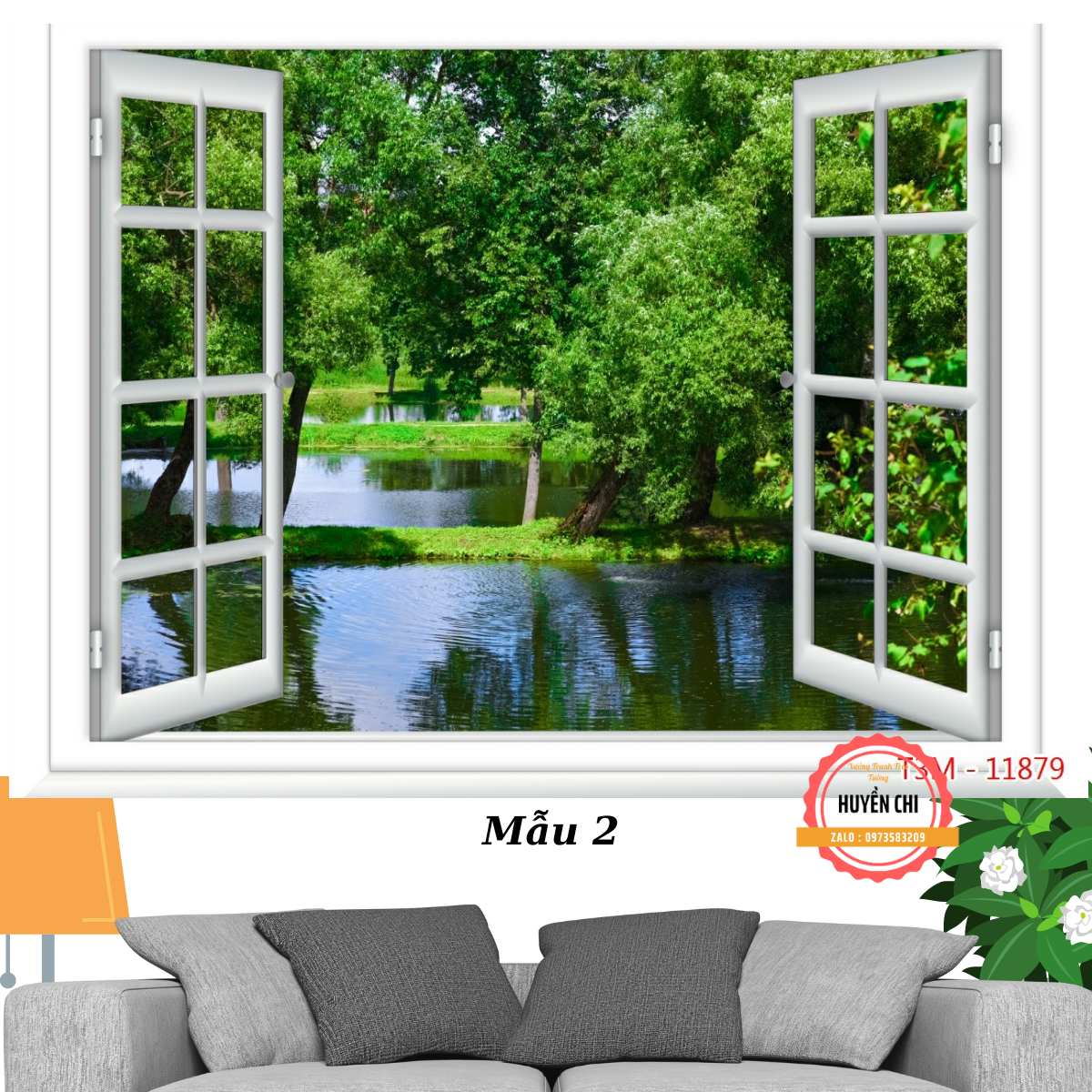 Tranh dán tường 3d Cửa sổ nhìn ra ngoài phong cảnh thiên nhiên-tranh 3d phòng khách, phòng ngủ-Huyền Chi-Đặt theo kích thước yêu cầu